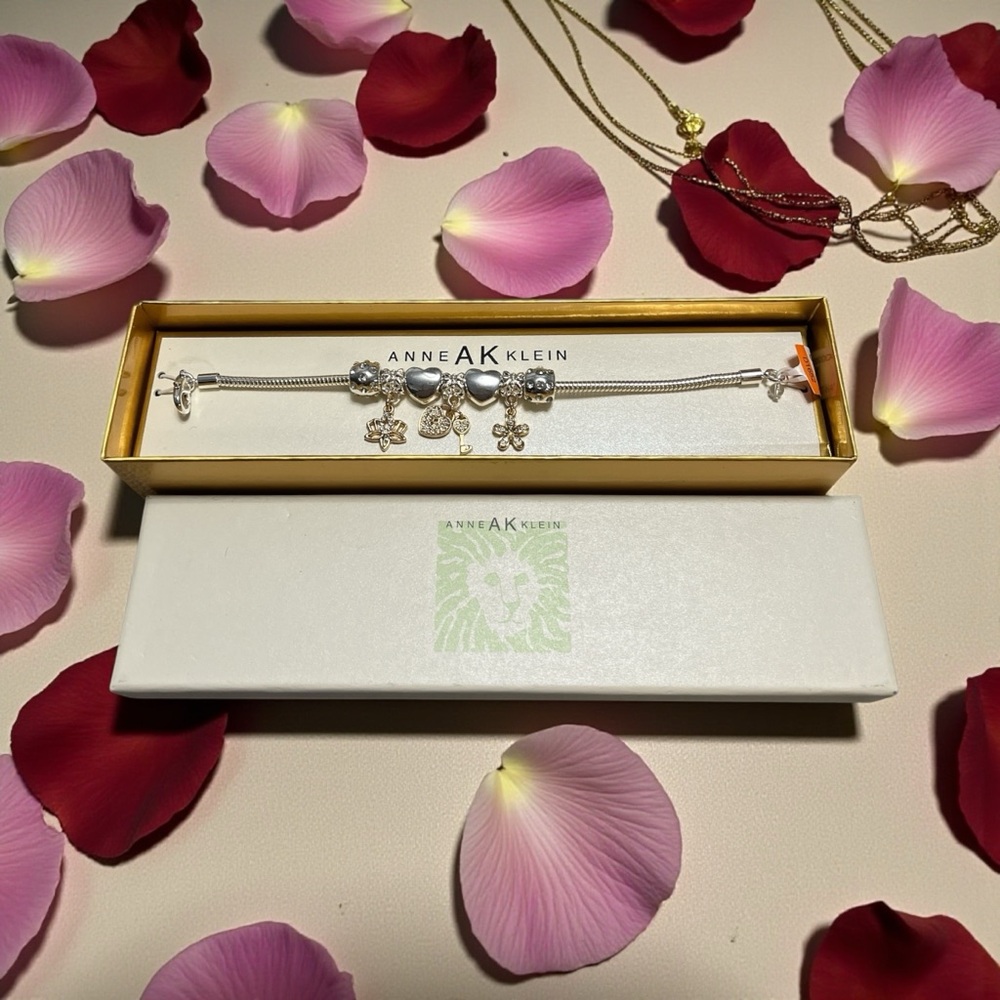 Anne Klein Silver and Gold Charm Bracelet